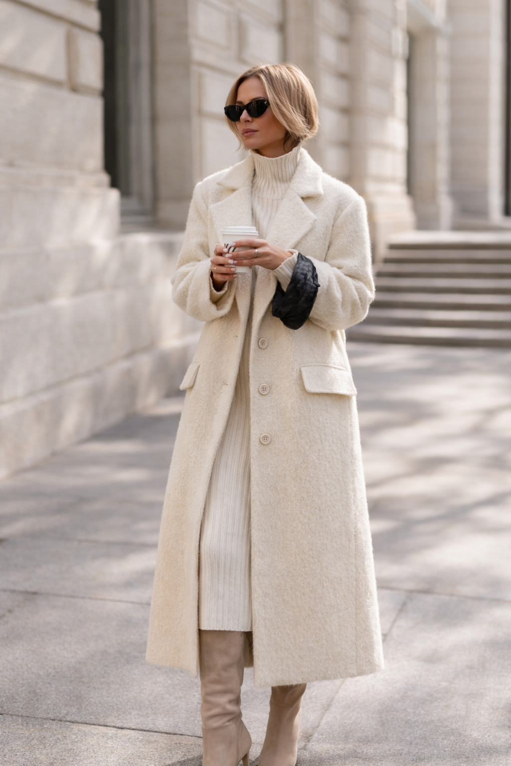 Cherry Bouclé Coat Spring Atelier Model Dames Jas
