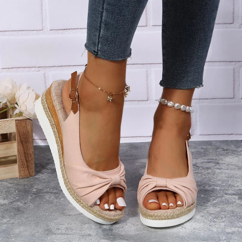 Chique Zomerse Espadrille Sandalen met Gesp en Knoopdetail