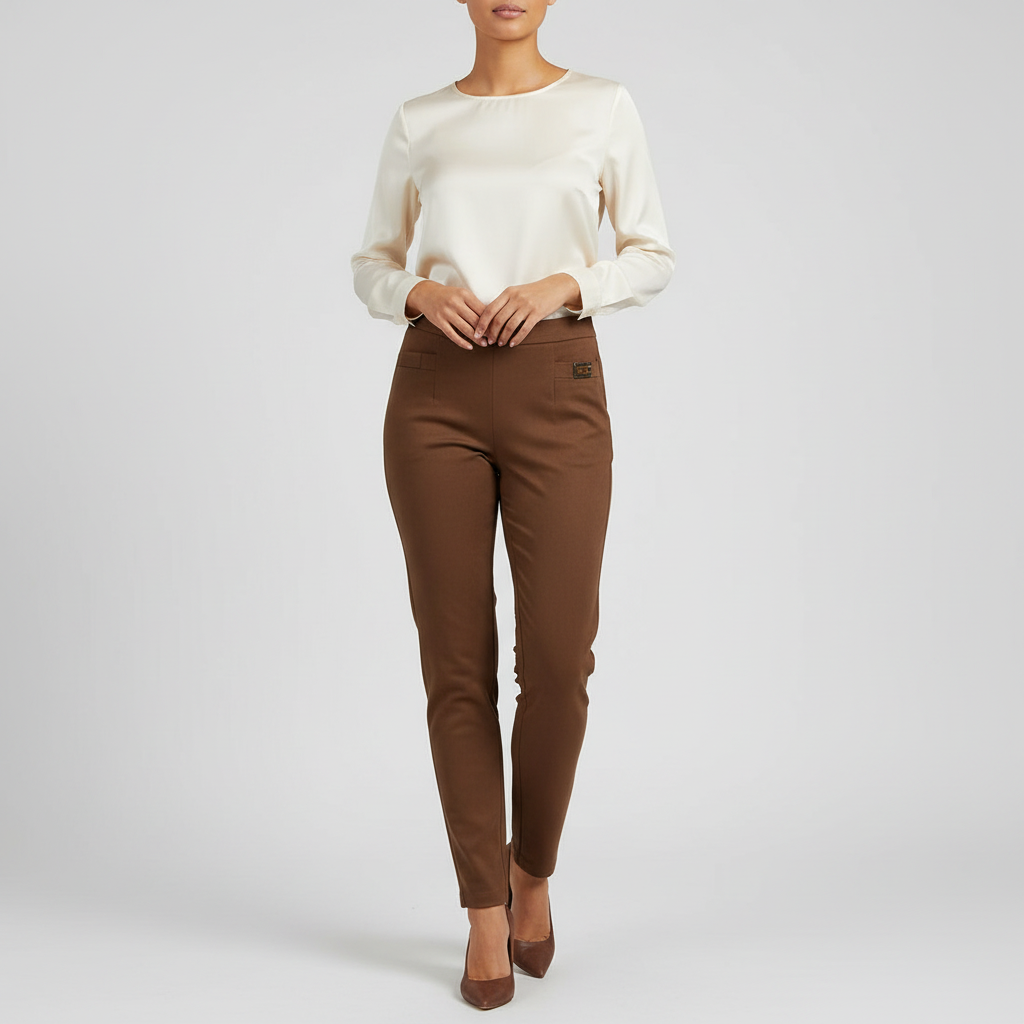 Comfortabele damesbroek van katoen met rechte pijpen