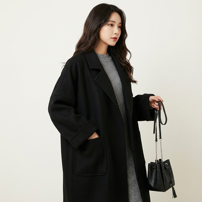 Comfortabele oversized dames trenchcoat van wolmix voor elk seizoen