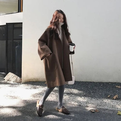 Comfortabele oversized dames trenchcoat van wolmix voor elk seizoen