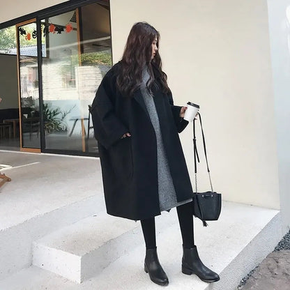 Comfortabele oversized dames trenchcoat van wolmix voor elk seizoen