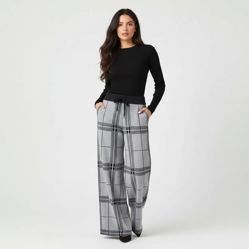 Comfortabele palazzo dames pantalon met ruit – Anna