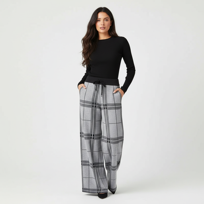 Comfortabele palazzo dames pantalon met ruit – Anna