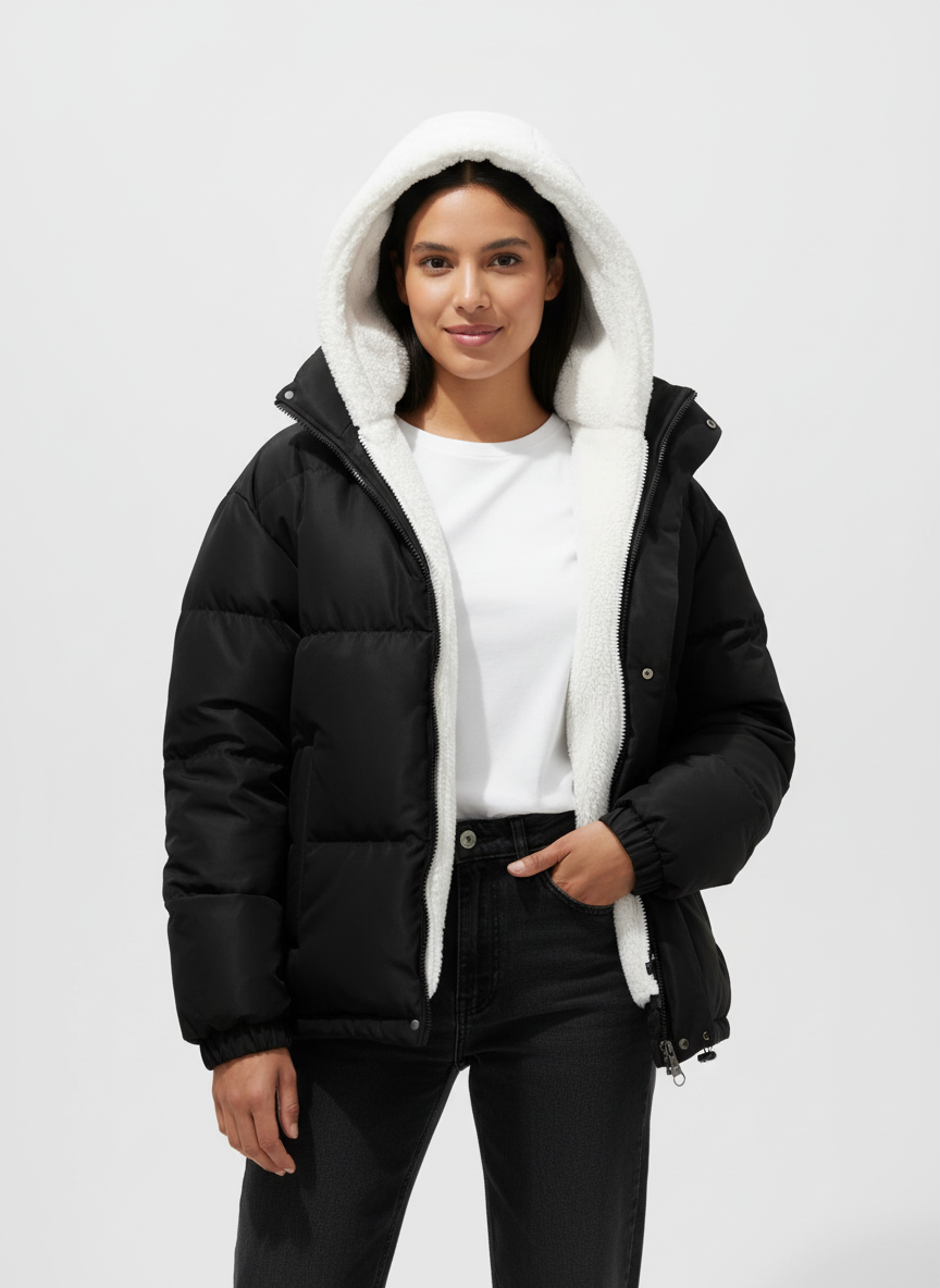 Comfortabele teddy gevoerde winterjas dames