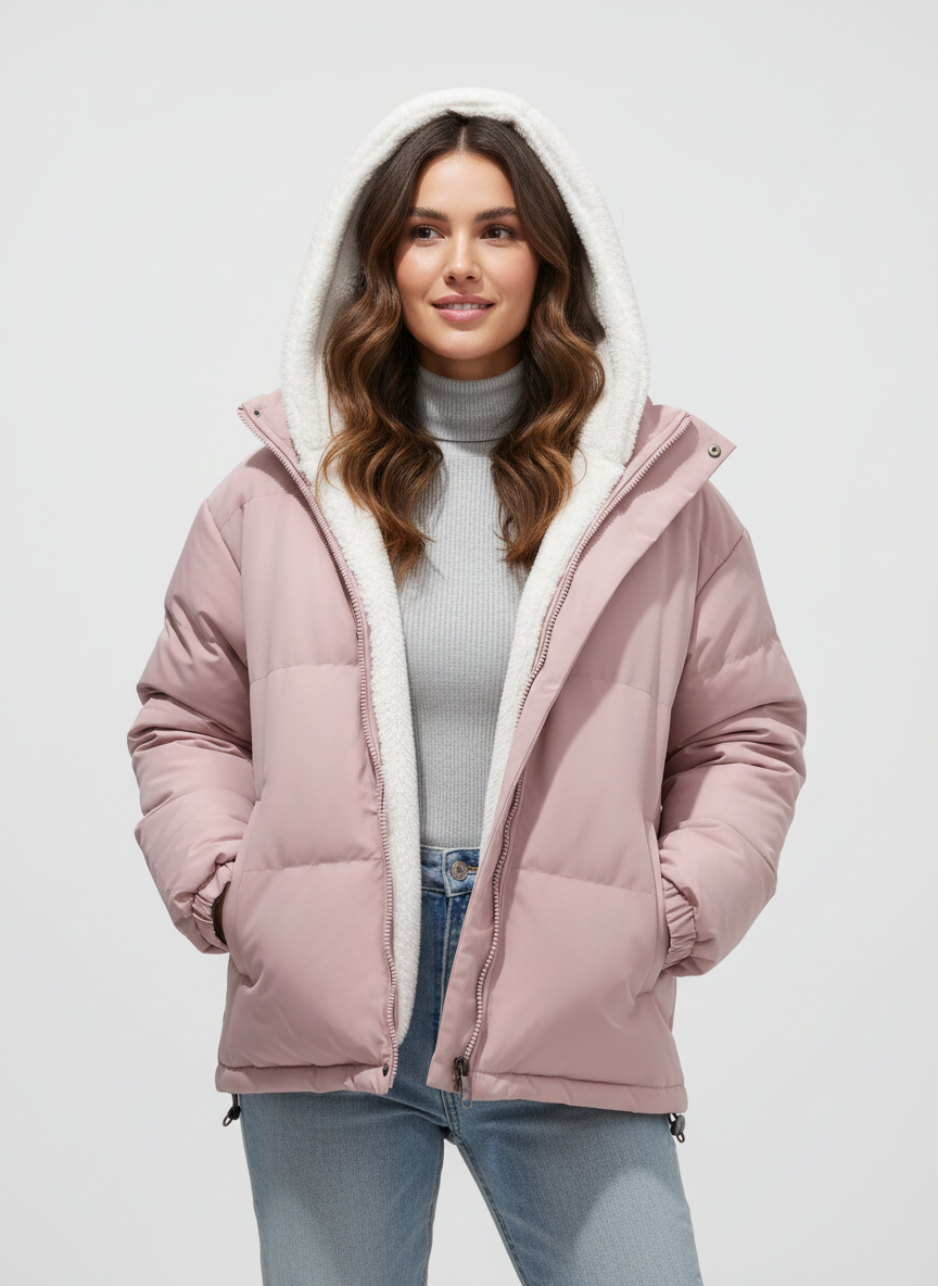Comfortabele teddy gevoerde winterjas dames