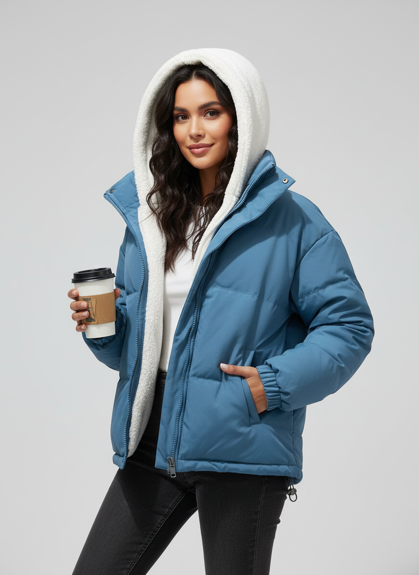 Comfortabele teddy gevoerde winterjas dames