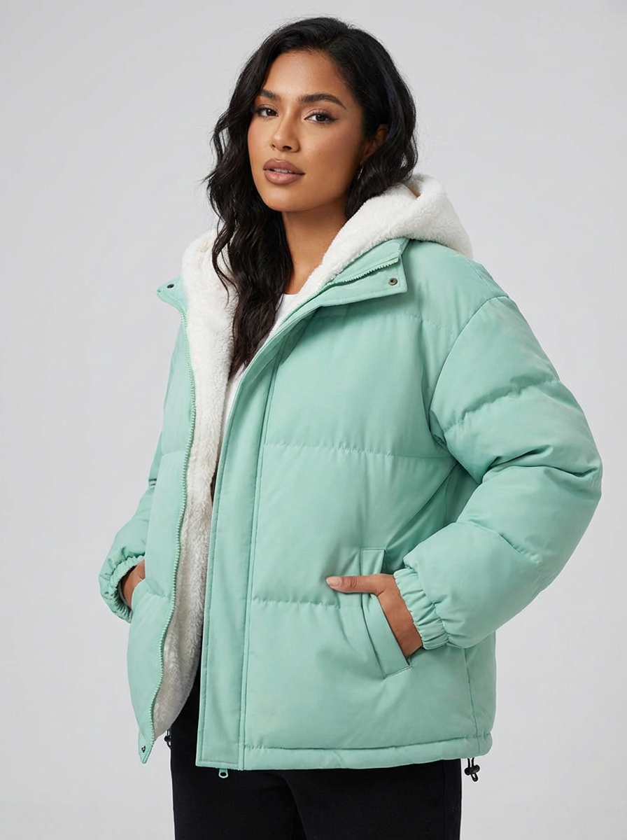 Comfortabele teddy gevoerde winterjas dames