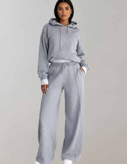 Comfortabele tweedelige hoodie & wide-leg broek