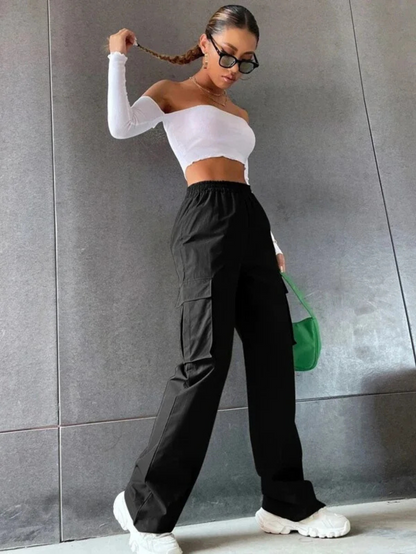 Comfortabele wide-leg cargo pantalon – Elara