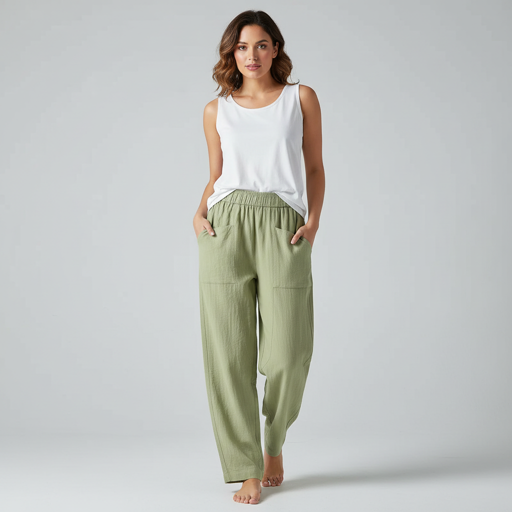 Comfortbroek met rechte pijp en elastische taille