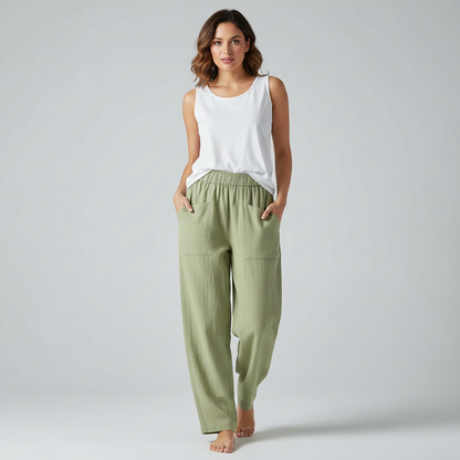 Comfortbroek met rechte pijp en elastische taille