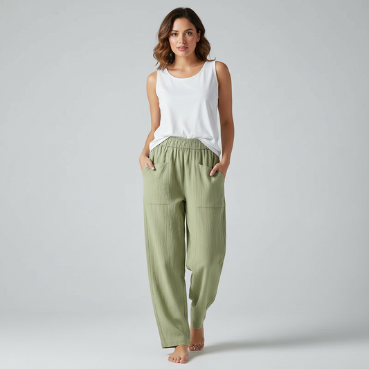 Comfortbroek met rechte pijp en elastische taille