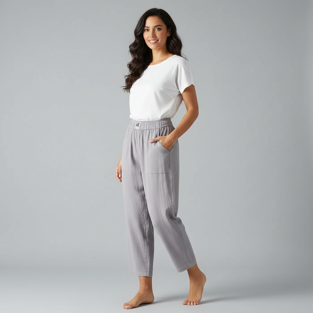 Comfortbroek met rechte pijp en elastische taille