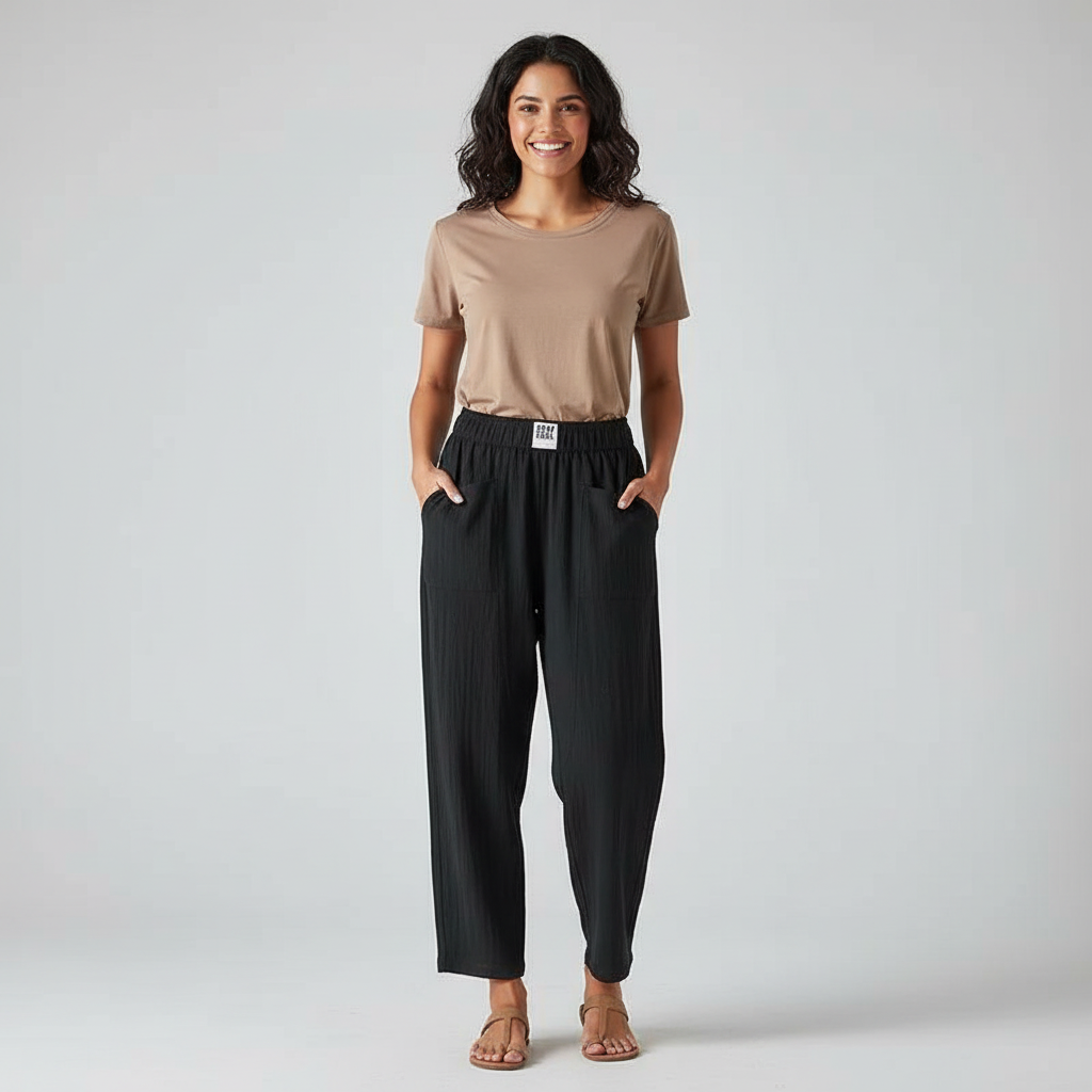 Comfortbroek met rechte pijp en elastische taille
