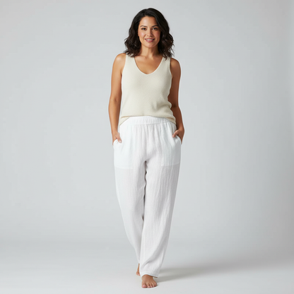 Comfortbroek met rechte pijp en elastische taille