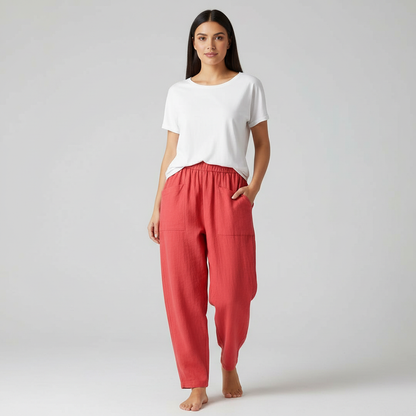 Comfortbroek met rechte pijp en elastische taille