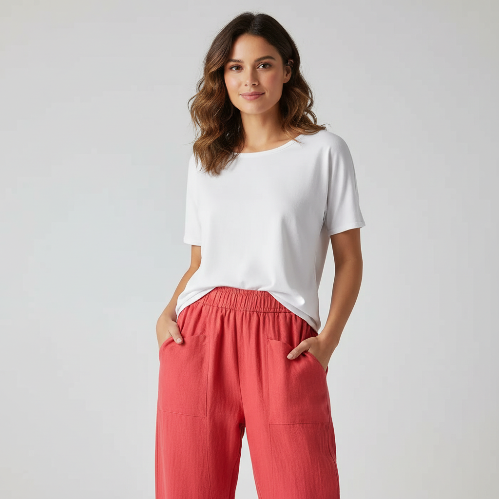Comfortbroek met rechte pijp en elastische taille