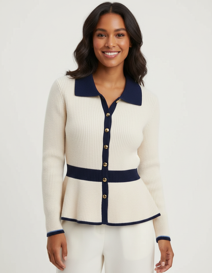 Contrast gebreid dames vest – Caress