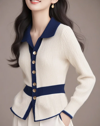 Contrast gebreid dames vest – Caress
