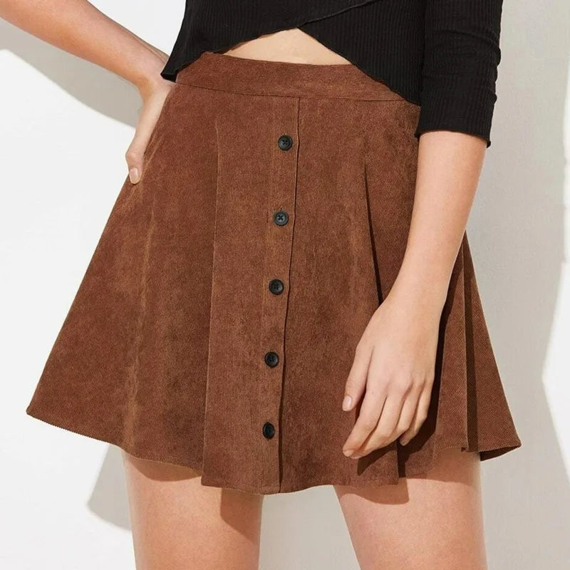 Corduroy dames rok met knopen – Everyday