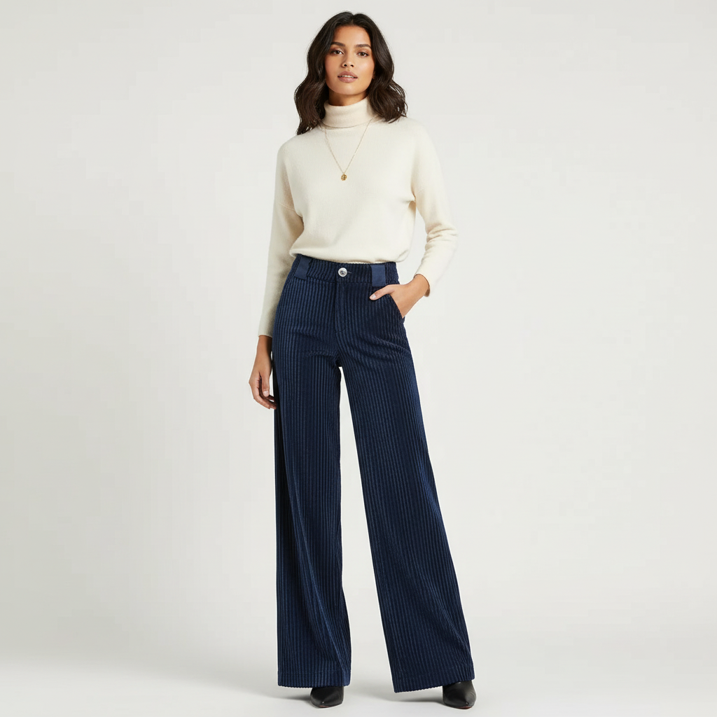 Corduroy pantalon met hoge taille – Aveline