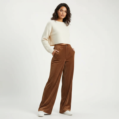 Corduroy pantalon met hoge taille – Aveline