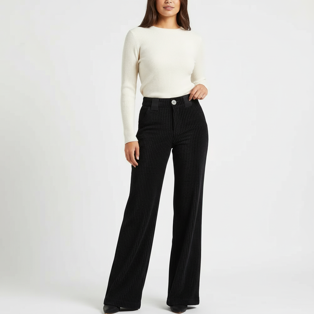 Corduroy pantalon met hoge taille – Aveline