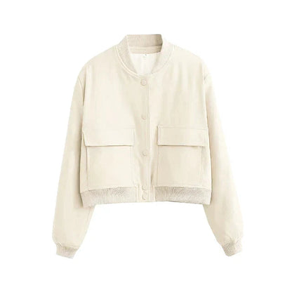 Dames Bomberjas met Rits en Ribbelmanchetten voor Casual Look