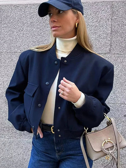 Dames Bomberjas met Rits en Ribbelmanchetten voor Casual Look