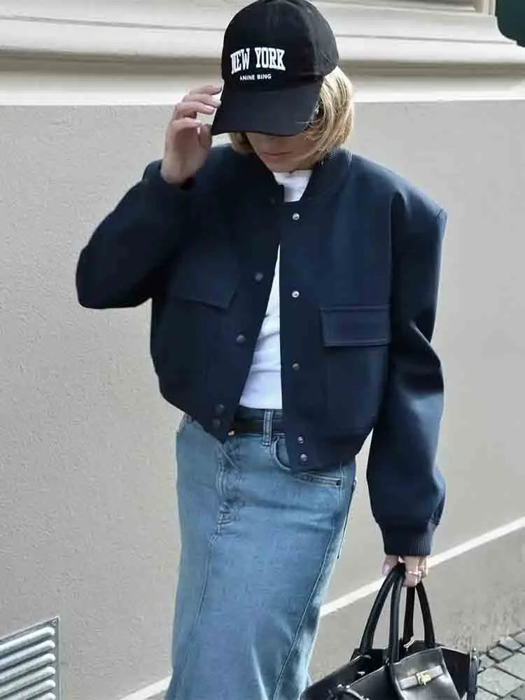 Dames Bomberjas met Rits en Ribbelmanchetten voor Casual Look