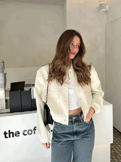 Dames Bomberjas met Rits en Ribbelmanchetten voor Casual Look