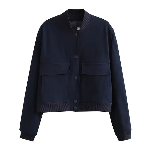 Dames Bomberjas met Rits en Ribbelmanchetten voor Casual Look