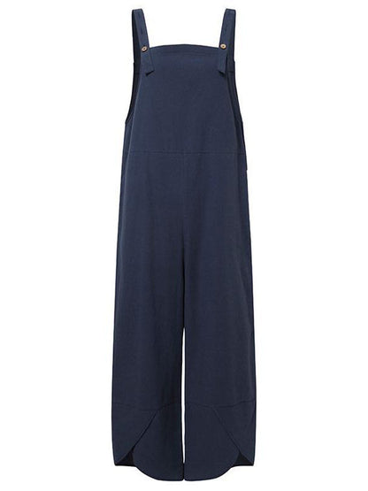 Dames Casual Jumpsuit met Knopen en Verstelbare Bretels