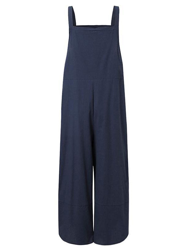 Dames Casual Jumpsuit met Knopen en Verstelbare Bretels