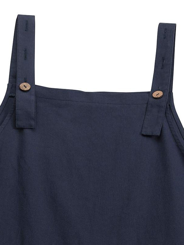 Dames Casual Jumpsuit met Knopen en Verstelbare Bretels