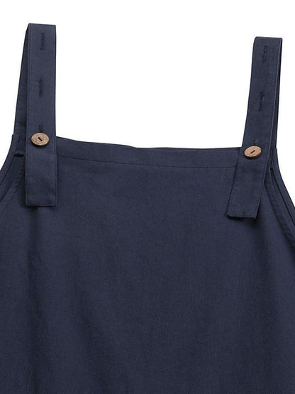 Dames Casual Jumpsuit met Knopen en Verstelbare Bretels