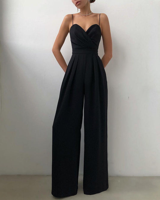 Dames Hoge Taille Spaghetti Band Jumpsuit voor Elegante Look
