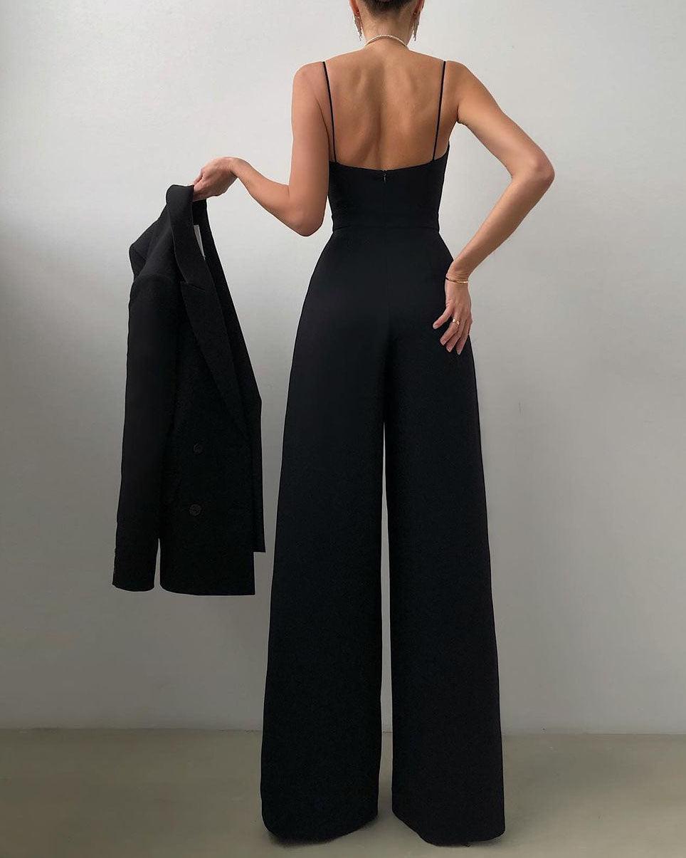 Dames Hoge Taille Spaghetti Band Jumpsuit voor Elegante Look