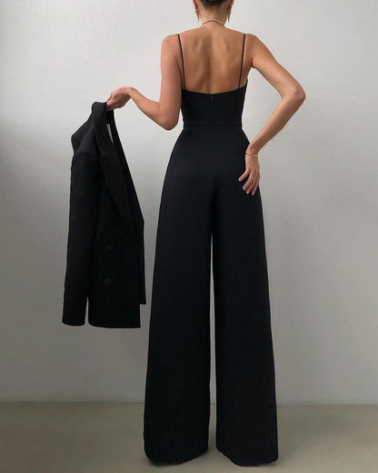 Dames Hoge Taille Spaghetti Band Jumpsuit voor Elegante Look
