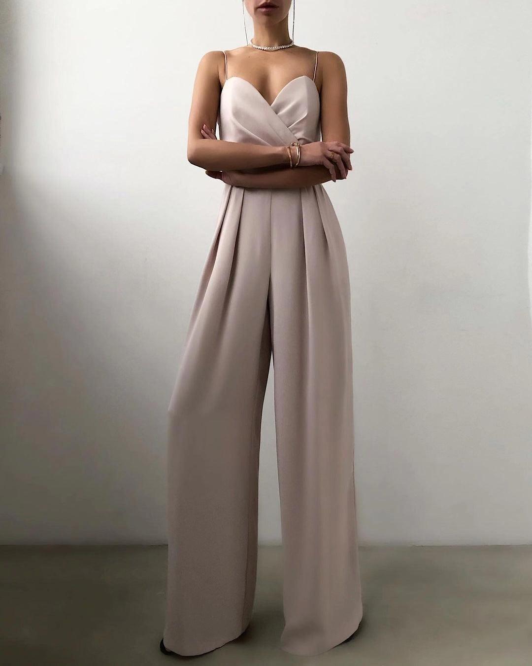 Dames Hoge Taille Spaghetti Band Jumpsuit voor Elegante Look