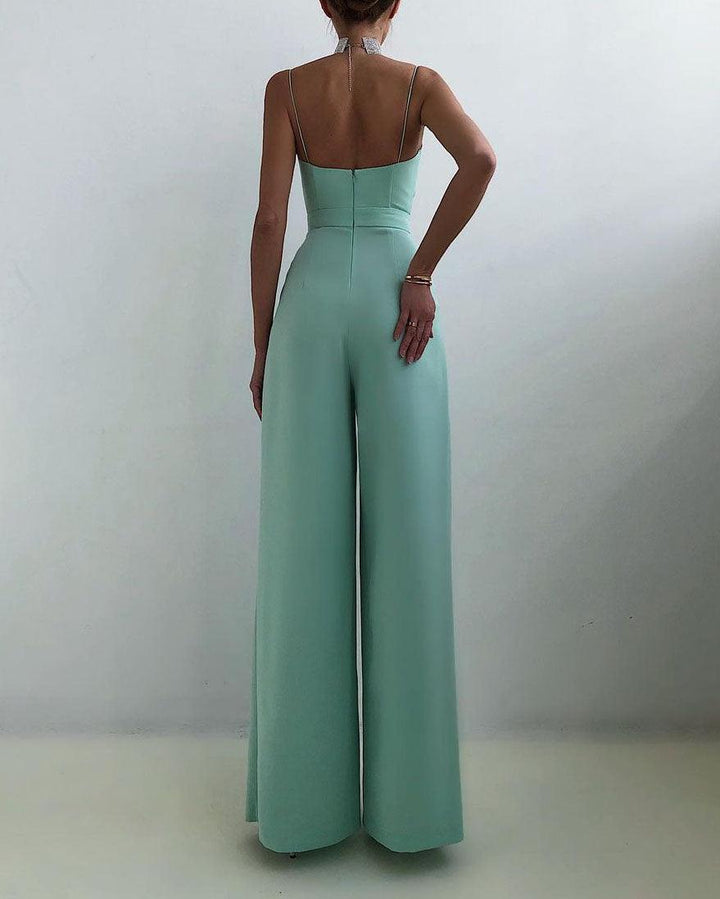 Dames Hoge Taille Spaghetti Band Jumpsuit voor Elegante Look
