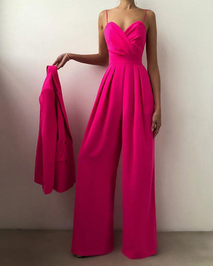 Dames Hoge Taille Spaghetti Band Jumpsuit voor Elegante Look