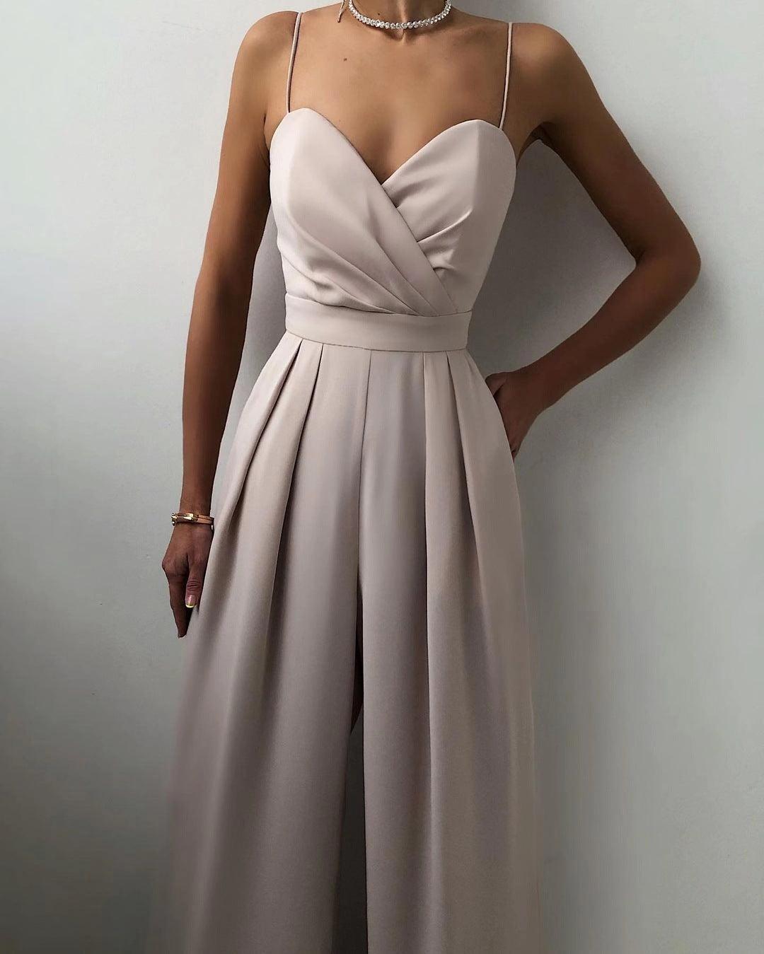 Dames Hoge Taille Spaghetti Band Jumpsuit voor Elegante Look