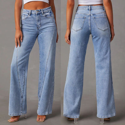 Dames Jeans met Hoge Taille en Ruime Pasvorm