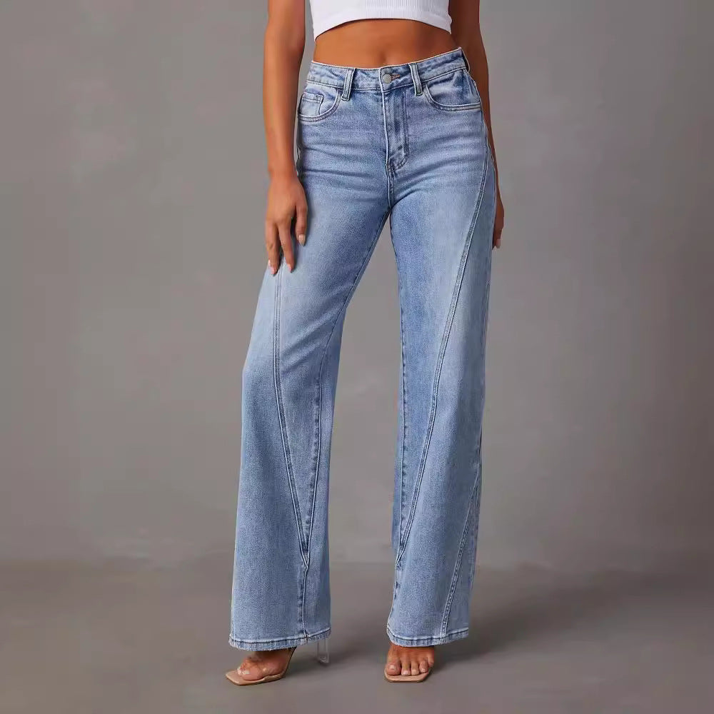 Dames Jeans met Hoge Taille en Ruime Pasvorm