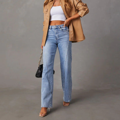 Dames Jeans met Hoge Taille en Ruime Pasvorm