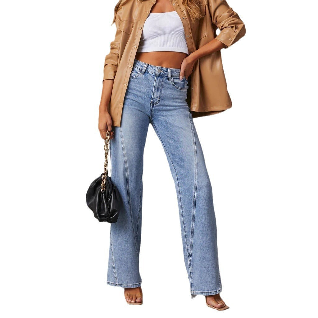 Dames Jeans met Hoge Taille en Ruime Pasvorm