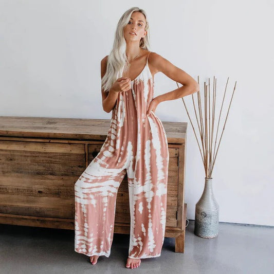 Dames Jumpsuit met Relaxte Pasvorm en Brede Pijpen van Zacht Stof