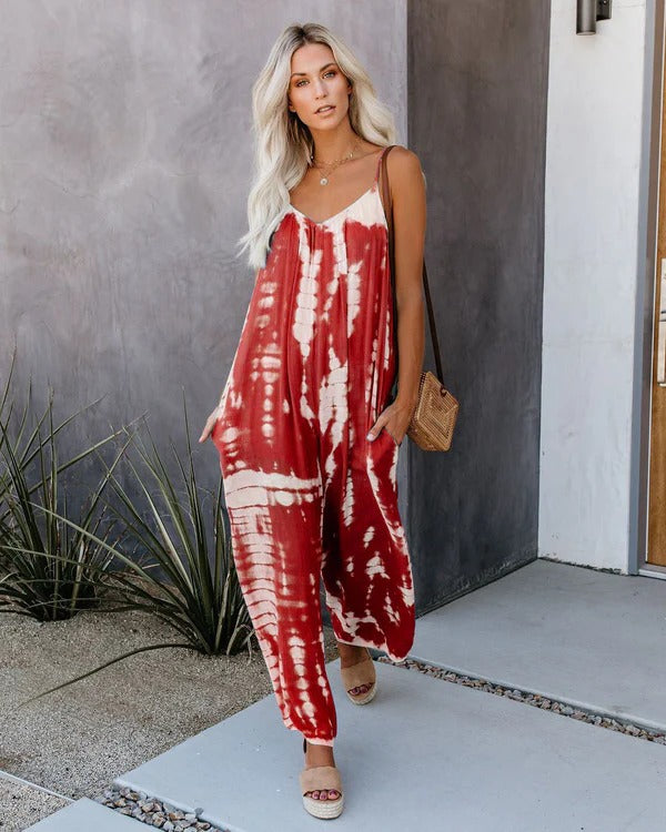 Dames Jumpsuit met Relaxte Pasvorm en Brede Pijpen van Zacht Stof
